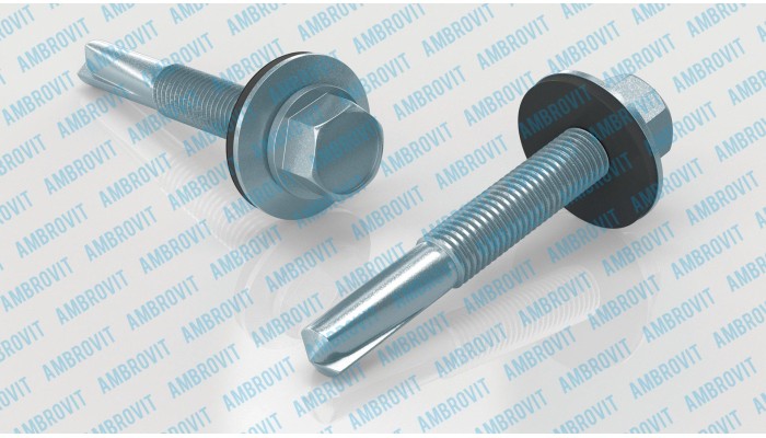 ШЕСТИГРАННАЯ ГОЛОВКА С ПРЕССШАЙБОЙ,  РЕЗИНОВОЙ ПРОКЛАДКОЙ EPDM И СВЕРХДЛ.  НАКОНЕЧНИКОМ