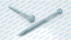 Саморез для деревянных конструкций с двойной резьбой и пресшайбой 